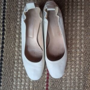 Italian leather white low heels